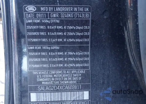 2012 Land Rover Lr4 z USA, uszkodzony, nr VIN SALAG2D4XCA602811